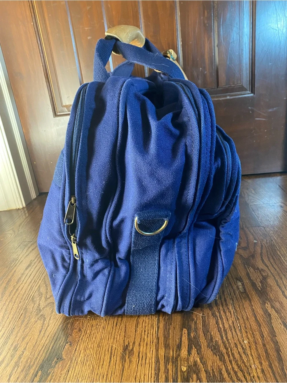 John Austin Navy Blue Duffel Travel Bag Large - 20”L X 14”H X 10”
